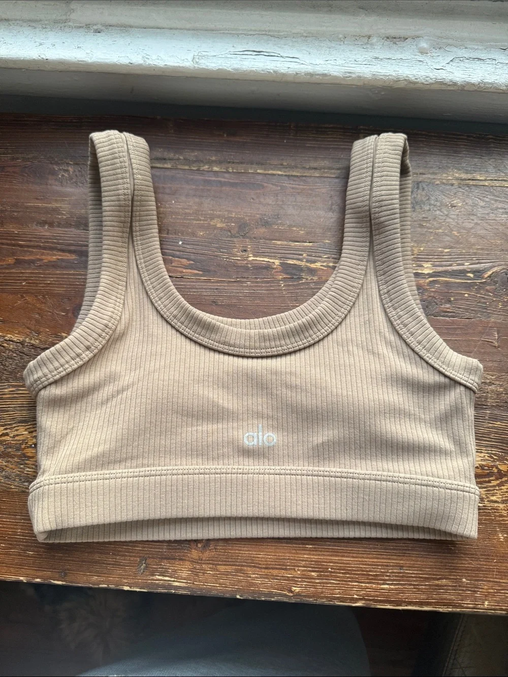 ALO Yoga Ribbed Crop Tank in Tan